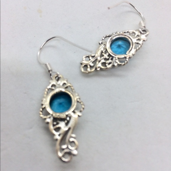 💎🌀BLUE TOPAZ STERLING SILVER EARRINGS - Picture 4 of 5